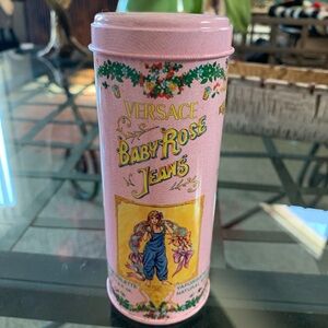 Vintage Versace Baby Rose Jeans Pink Floral Tin